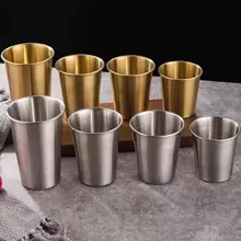 Gold Stainless Steel Single Layer Drinking Cup, Available In Multiple Capacities, Suitable For Cold/Hot Beverages, Can Be Used As Tea Cup, Coffee Cup, Milk Tea Cup Or Water Cup, Applicable For Home, Restaurant Or Cafeteria