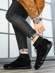 Men's Knitted Casual Shoes, Black Soft And Breathable Slip-on Sports Shoes With Comfortable Sole - Black - View 1