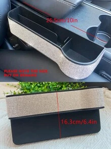 Caja de almacenamiento con diseño de diamante de imitación asiento de coche - Plateado - Ver 2