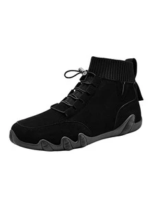 Men's Knitted Casual Shoes, Black Soft And Breathable Slip-on Sports Shoes With Comfortable Sole - Black - View 2