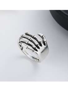 1枚骷髏戒指 - 銀色 - 查看 1