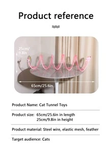 1入組可折疊和便攜S形滾動羽毛圖案老鼠貓玩具帶隧道,風格隨機 - 粉色 - 查看 4