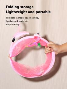 1入組可折疊和便攜S形滾動羽毛圖案老鼠貓玩具帶隧道,風格隨機 - 粉色 - 查看 5