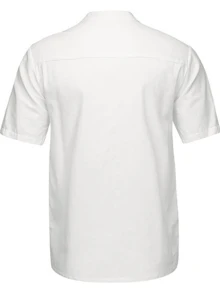 Men's Cotton And Linen Collar Shirt Casual Short Sleeve Slim - 白色 - 查看 6