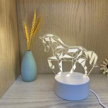 白馬桌夜燈(單溫暖燈光) - 白色 - 查看 2