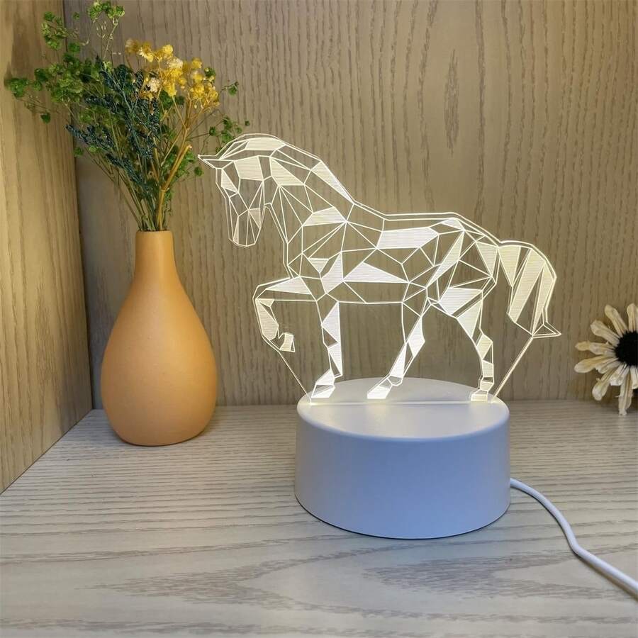 白馬桌夜燈(單溫暖燈光) - 白色 - 查看 1
