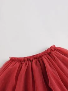 Young Girls' Cute Mesh A-line Skirt Cake Skirt For Casual Wear, Autumn - Red - View 5