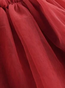 Young Girls' Cute Mesh A-line Skirt Cake Skirt For Casual Wear, Autumn - Red - View 6
