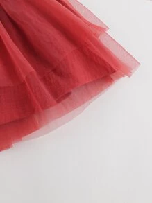 Young Girls' Cute Mesh A-line Skirt Cake Skirt For Casual Wear, Autumn - Red - View 7