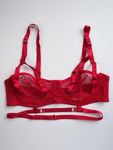 Red Sexy Thin Lingerie Set With G-string - Red - View 10