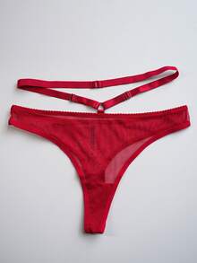 Red Sexy Thin Lingerie Set With G-string - Red - View 11
