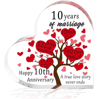 1pc 15cm Acrylic Heart-Shaped Couple Figurine, Wedding Anniversary Gift For Valentine's Day And Wedding Anniversary Birthday