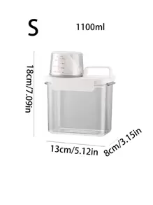 1 Pezzo Scatola Di Stoccaggio Di Polvere Per Lavanderia Con Tazza Di Misura, Contenitore Di Stoccaggio Trasparente Per Detersivo Per Bucato, Grani - Bianco - Visualizzare 9