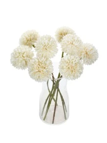5PCS/10PCS/20pcs 人造球、菊花、绣花球花束、家居花瓶装饰、餐厅、卧室、插花、婚礼、新娘手捧花、腕花、胸花 DIY 材料、生日派对装饰材料、情人节礼物和新年礼物 - 米色 - 查看 3