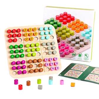 Juego de Sudoku para niños, juguete de ajedrez, tablero de ajedrez con dígitos de colores, juego de fiesta, rompecabezas educativo de Sudoku, juguete de madera, entrenamiento cerebral