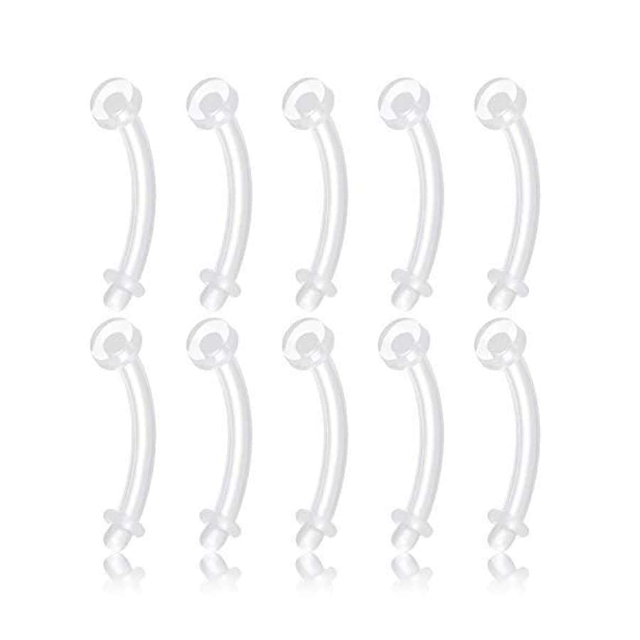 1set 10pcs Clear Barbells Belly Button Rings 14g Flexible Transparent