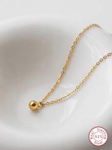 1入組小的金色球項鍊女士們首飾類適合女士S925純銀精細的首飾類禮品適合女孩日常裝飾