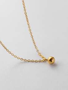 1入組小的金色球項鍊女士們首飾類適合女士S925純銀精細的首飾類禮品適合女孩日常裝飾