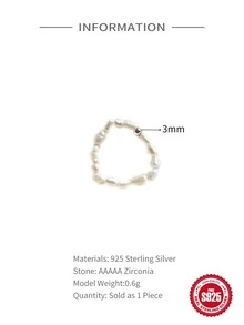 1 件 925 纯银小米形巴洛克珍珠弹力戒指叠戴网红戒指女士珠宝