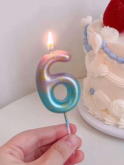 0-9 Mermaid Ombre Color Number Birthday Party Cake Decoration Candle,