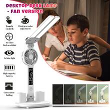 Double Head LED Desk Lamp, Foldable Table Lamp With Smart LED Display, Touch Lamp With Color Modes And Stepless Dimming, Study Lamp Desk Lamps With Pen Holder For Home Office - Desk Lamp with Fan - View 1