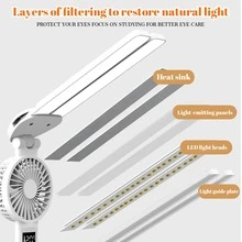 Double Head LED Desk Lamp, Foldable Table Lamp With Smart LED Display, Touch Lamp With Color Modes And Stepless Dimming, Study Lamp Desk Lamps With Pen Holder For Home Office - Desk Lamp with Fan - View 6