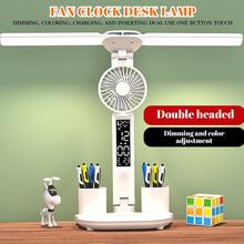 Double Head LED Desk Lamp, Foldable Table Lamp With Smart LED Display, Touch Lamp With Color Modes And Stepless Dimming, Study Lamp Desk Lamps With Pen Holder For Home Office - Desk Lamp with Fan - View 3