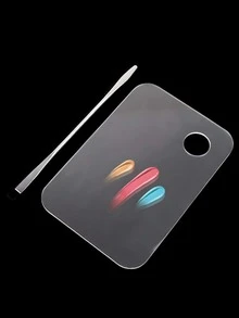 1套/2入組化妝品混合調色板和混合鏟,適用於指甲藝術、塗料、手工藝品 - 白色 - 查看 4