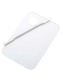 1套/2入組化妝品混合調色板和混合鏟,適用於指甲藝術、塗料、手工藝品 - 白色 - 查看 1