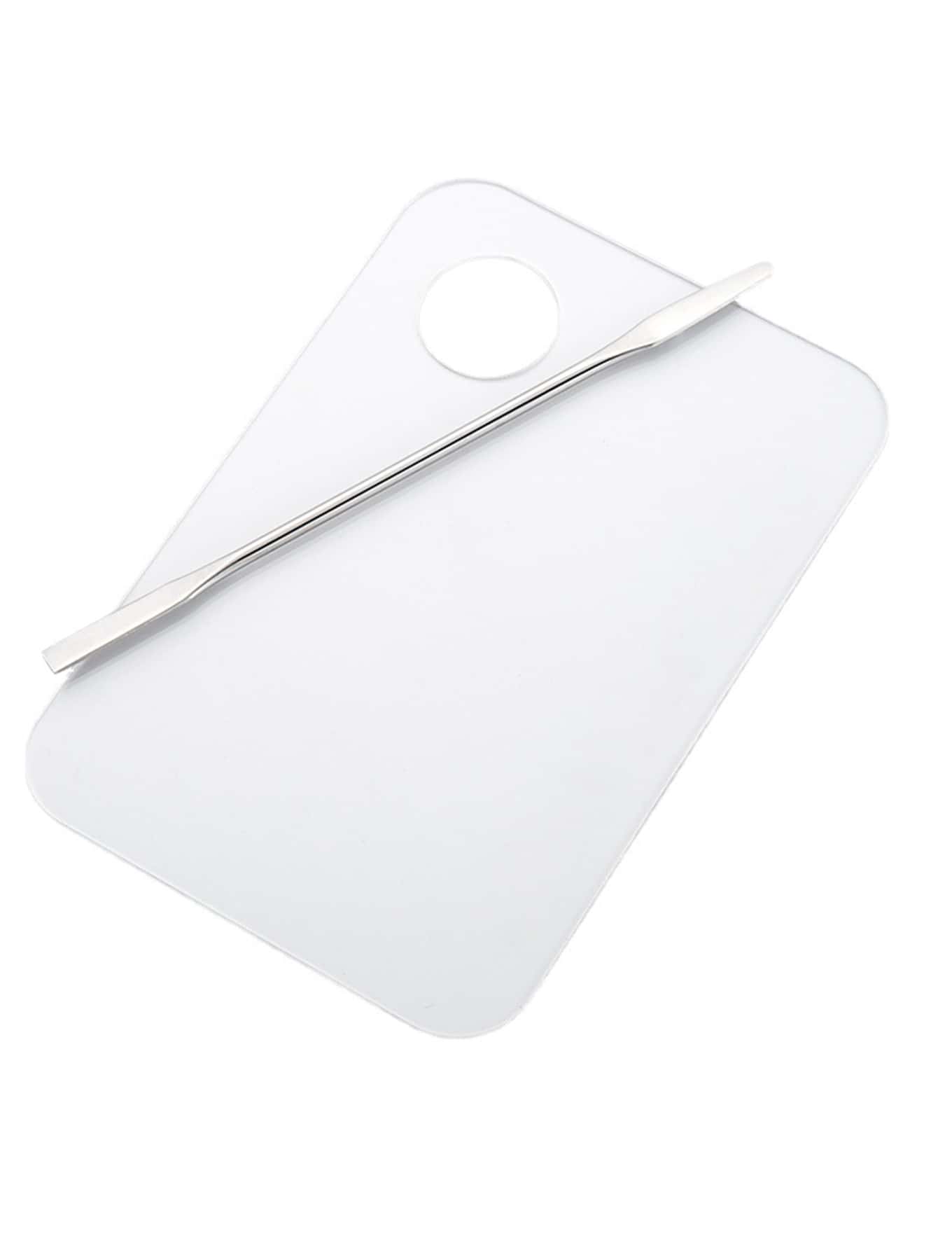 1套/2入組化妝品混合調色板和混合鏟,適用於指甲藝術、塗料、手工藝品 - 白色 - 查看 1