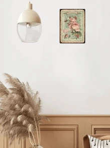 1入組復古金屬玫瑰花鐵製標誌,用於復古鄉村藝術風格的家居客廳裝飾,花園裝飾標誌,尺寸為12*8英寸 - 彩色 - 查看 2