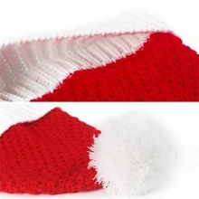 聖誕帽,新年節日禮物針織豆豆帽帽子,女士戶外帽,時尚中性毛織品帽 - 紅色 - 查看 5