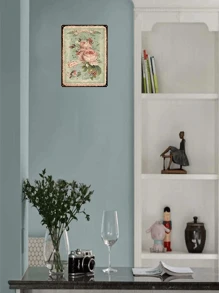 1入組復古金屬玫瑰花鐵製標誌,用於復古鄉村藝術風格的家居客廳裝飾,花園裝飾標誌,尺寸為12*8英寸 - 彩色 - 查看 4