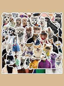 60入組/包狗狗表情貼紙、涂鴉貼紙,適用於裝飾行李、筆、吉他和筆記本,防水 - 彩色 - 查看 1