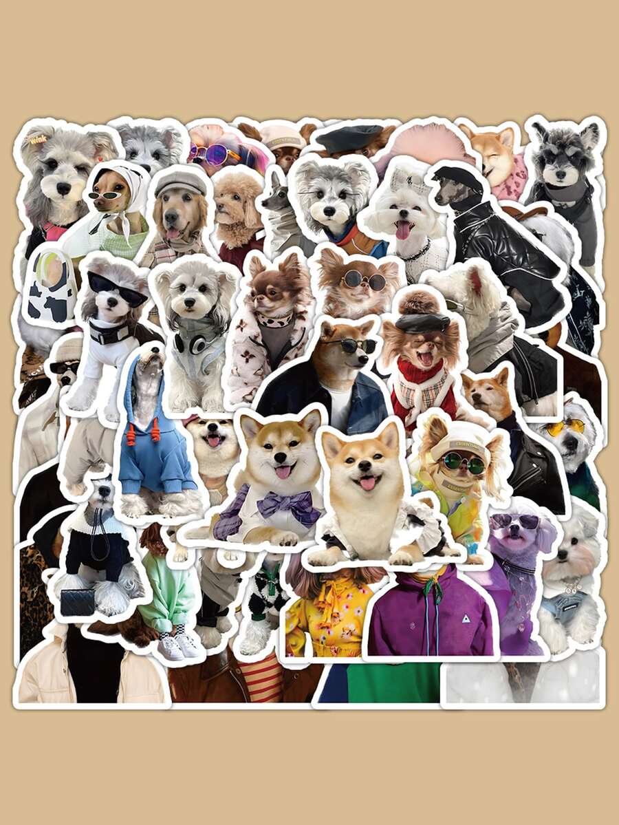 60入組/包狗狗表情貼紙、涂鴉貼紙,適用於裝飾行李、筆、吉他和筆記本,防水 - 彩色 - 查看 1