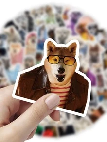 60入組/包狗狗表情貼紙、涂鴉貼紙,適用於裝飾行李、筆、吉他和筆記本,防水 - 彩色 - 查看 10