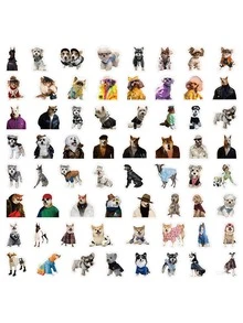 60入組/包狗狗表情貼紙、涂鴉貼紙,適用於裝飾行李、筆、吉他和筆記本,防水 - 彩色 - 查看 9