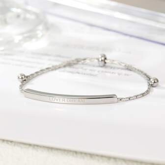 金色彎曲抹胸造型拉手鏈適合女士,鈦鋼,可調節,時尚和舒服的