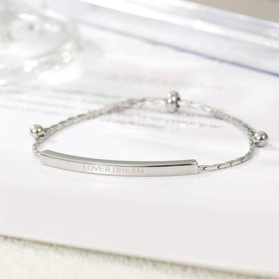 Golden Bent Tube Shape Pull Out Chain Bracelet For Women, Titanium Steel, Adjustable, Fashionable And Comfortable