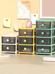 Hộp lưu trữ máy tính để bàn PP 1pc, Hộp lưu trữ nhiều lớp cho gia đình - trắng - Xem 7