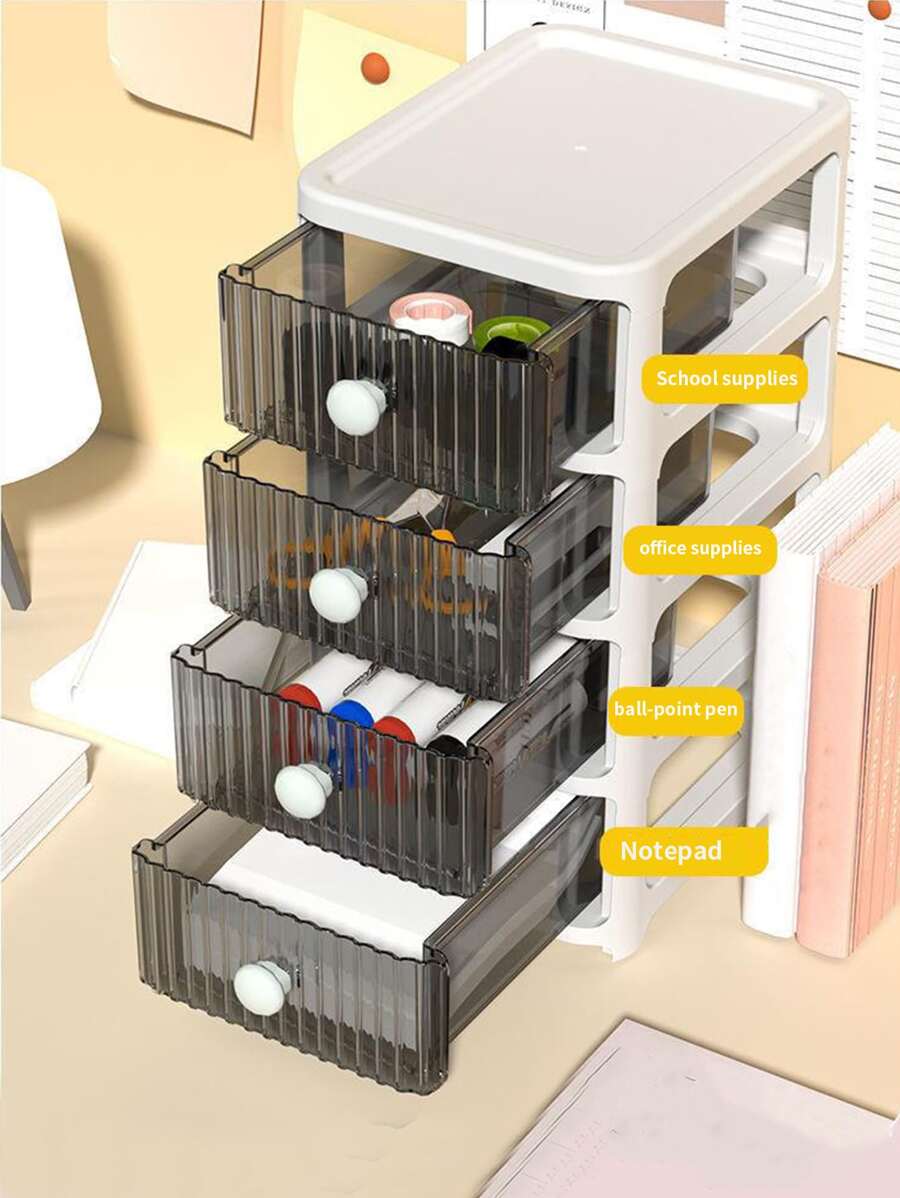 Hộp lưu trữ máy tính để bàn PP 1pc, Hộp lưu trữ nhiều lớp cho gia đình - trắng - Xem 1