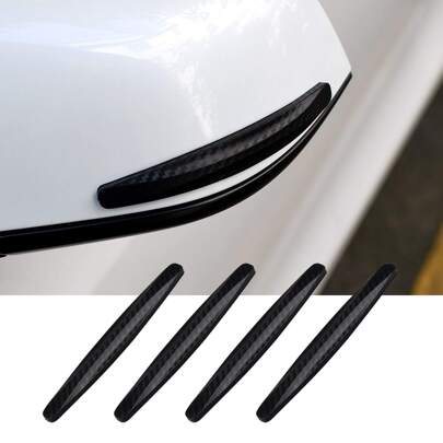 1set/4pcs Black Carbon Fiber Pattern Pvc Car Bumper Protector Strip