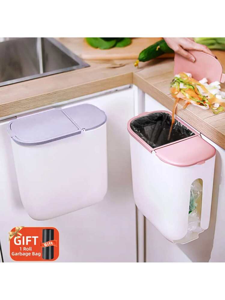 Bidone Per Spazzatura Da Cucina 9 Litri – Secchio Con Coperchio Appendiabito – Grigio – Per Bagno, Camera, Ufficio - 5