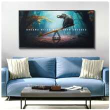 無框動物靈感引用帆布畫,夢想不需要藉口,比說話更重要的是行動,適用於客廳裝飾牆藝畫 - 彩色 - 查看 4