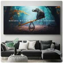 無框動物靈感引用帆布畫,夢想不需要藉口,比說話更重要的是行動,適用於客廳裝飾牆藝畫 - 彩色 - 查看 1