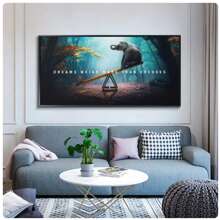 無框動物靈感引用帆布畫,夢想不需要藉口,比說話更重要的是行動,適用於客廳裝飾牆藝畫 - 彩色 - 查看 3