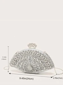 迷人閃光金光閃閃，亮片，奢華，閃亮輕奢閃光防水，輕便，便攜，經典，休閒銀孔雀繡有水鑽晚宴手拿包適合青少年女孩女大學生，新秀和白領，非常適合工作，萬聖節，假期，購物、度假婚禮、派對、舞會、夜間派對晚餐包、派對女孩晚餐包、女士、新娘 - 銀色 - 查看 7