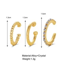 3pcs/set C-shaped Clip On Earrings Without Pierced Ear Hole - Gold - View 13