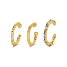 3pcs/set C-shaped Clip On Earrings Without Pierced Ear Hole - Gold - View 14