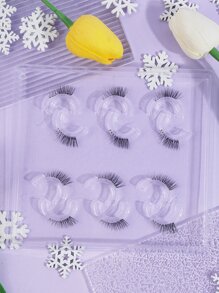 MAGEFY 6 对半眼自然全假睫毛，蓬松纤细，适合日常使用，漫画睫毛，旅行必备，细长眼尾条状睫毛，睫毛，睫毛，假睫毛 - 黑色 - 查看 2